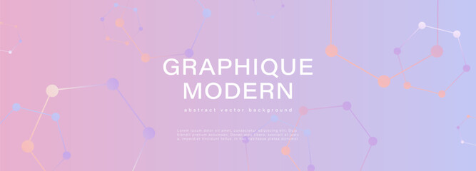 Abstract purple vector background with molecular bonds. Abstract chemical poster, banner, wallpaper, cover design.