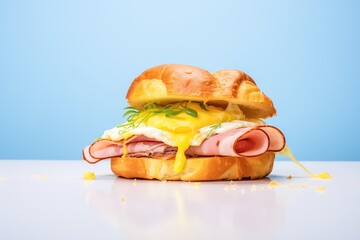 Poster - croissant sandwich with ham, cheese, and egg