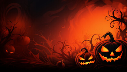 halloween background with pumpkin created with Generative Ai