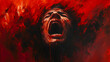 Expressive Painting of a Screaming Man