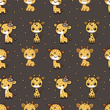Fototapeta Pokój dzieciecy - Seamless pattern with cute cartoon baby giraffe. Vector illustration.