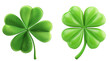 © AI Petr Images - Two illustrated 3D four-leaf clovers on a transparent background, symbolizing luck and St Patrick's Day