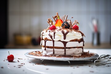 Poster - pavlova decorated with chocolate shavings