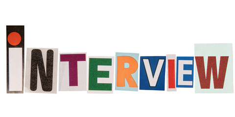 Wall Mural - The word interview made from cutout letters