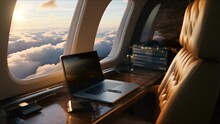 Get Work Done In Style While Flying Through The Clouds In A Private Jet, With A Comfortable Workstation And A Stunning Sky View To Inspire Creativity.