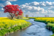Frühlingserwachen an einem deutschen Fluss: Traumhafte Landschaft im Aufblühen