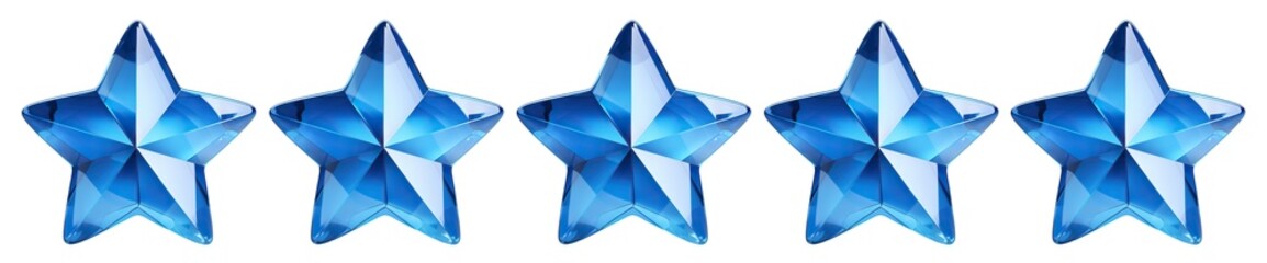 Wall Mural - five blue stars for product rating reviews for websites and mobile applications, cut out