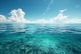 Fototapeta Do akwarium - clear ocean water, half water half sky wallpaper artwork