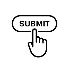 Poster - hand click submit button. hand pressing submit button. vector illustration