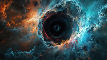 Abstract And Colorful Black Hole Background With Gravitational Lensing Effect