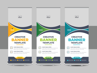 Wall Mural - Modern business roll up banner template vector, Standee template, X-banner template, Flag banner design layout