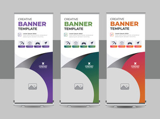 Wall Mural - Corporate business roll up banner design template or pull up, business flyer, display, x-banner layout vector