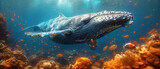 wallpaper of a whale under water,