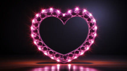 Happy valentines day and stage podium decorated with heart shape lighting. pedestal scene with for product, cosmetic, advertising, show, award ceremony