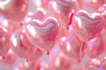 Poster - Valentine's day background with heart shaped balloons