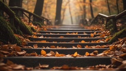 staircase amidst fall foliage