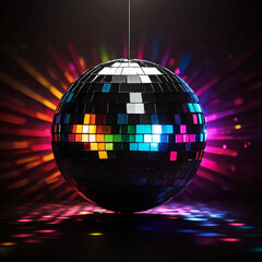 Wall Mural - disco ball with disco lights music  celebration  nightlife  ,Ai generated 