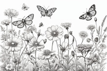 Butterfly And Flowers Drawn Art Free Stock Photo Public Domain Pictures Butterfly And Flowers Drawn Art Free Stock Photo Public Domain Pictures