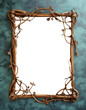 © Deea Journey  - Frame made of natural rattan branches with transparent inside background, mystical, magical, witch craft vibes
