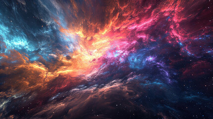 Wall Mural - Interstellar abstract background flowing cosmic energy in contrast of light and dark