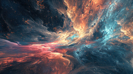 Wall Mural - Interstellar abstract background flowing cosmic energy in contrast of light and dark