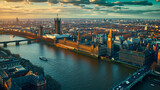 Fototapeta Fototapety z mostem - Aerial view of the Tower Bridge in London. One of London's most famous bridges and must-see landmarks in London. Beautiful panorama of London Tower Bridge. generative ai