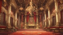 A Grand, Opulent Palace Interior With Intricate Gold Detailing, Ornate Furnishings, And Elaborate Frescoes Adorning The Ceilings, Niji Art Style, - Generative AI