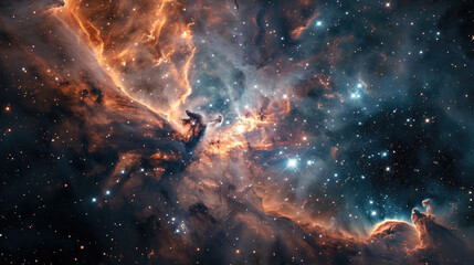 Wall Mural - Cosmic travel background, abstract star fields and nebula clouds, with a sense of depth and mystery
