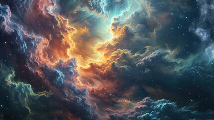 Wall Mural - Cosmic travel background, abstract star fields and nebula clouds, with a sense of depth and mystery