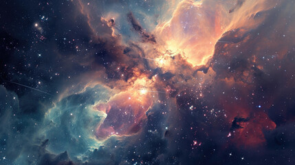Wall Mural - Cosmic travel background, abstract star fields and nebula clouds, with a sense of depth and mystery