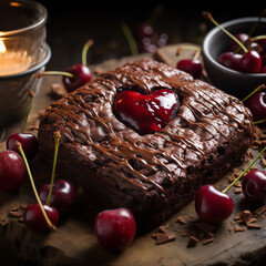 Wall Mural - Tasty dessert for Valentine's day red velvet cake in shape of hearts