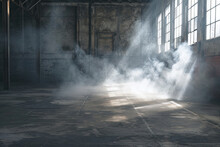 Atmospheric Industrial Loft With Sunrays And Dust, Urban Scene For High-End Product Placement