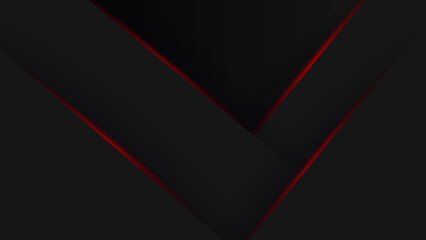 Wall Mural -  The abstract futuristic red light on a black background.