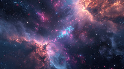Wall Mural - Abstract Milky Way background filled with colorful star clusters