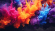abstract multicolored powder splatted on white background, Freeze motion of color powder exploding. 3d
