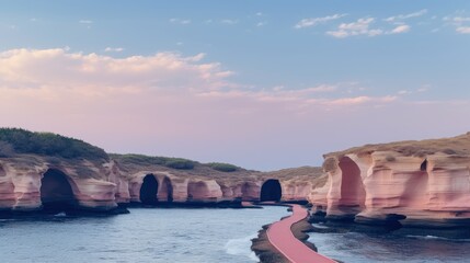 Wall Mural - Pink trail of the sea photo UHD wallpaper