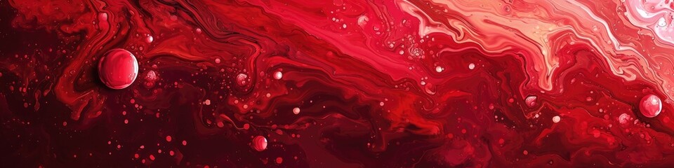 Canvas Print - Abstract background with patterns of liquid marble in shades of red