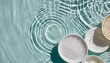 water panoramic banner background white aqua texture surface of ripples rings transparen and sunlight spa concept background flat lay top view copy space