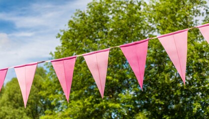 Wall Mural - triangular pink bunting flags festive decor