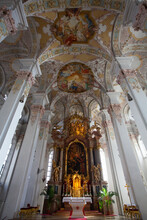 Interior, Barrel Vaulted Nave, Heilig Geist Church, Originally Founded In The 14th Century, Old Town, Munich, Bavaria