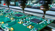 Electronics Circuit Board: Close-up of an electronics circuit board with components, representing industrial technology and connectivity