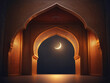 Arabic archway with ancient lamp