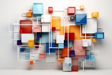 Wall Mural - Colored big and small rendered cubes for background