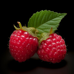 Pair of raspberry with leaf