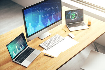 Poster - Creative chemistry concept on modern laptop screen. 3D Rendering