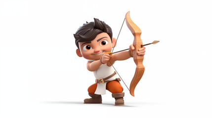 Cartoon archery athlete on white background 