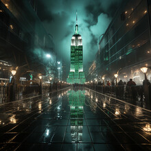 Fictional Empire State Building Lights Up , St. Patrick's Day Celebration

