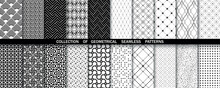 Geometric Set Of Seamless Black And White Patterns. Simple Vector Graphics