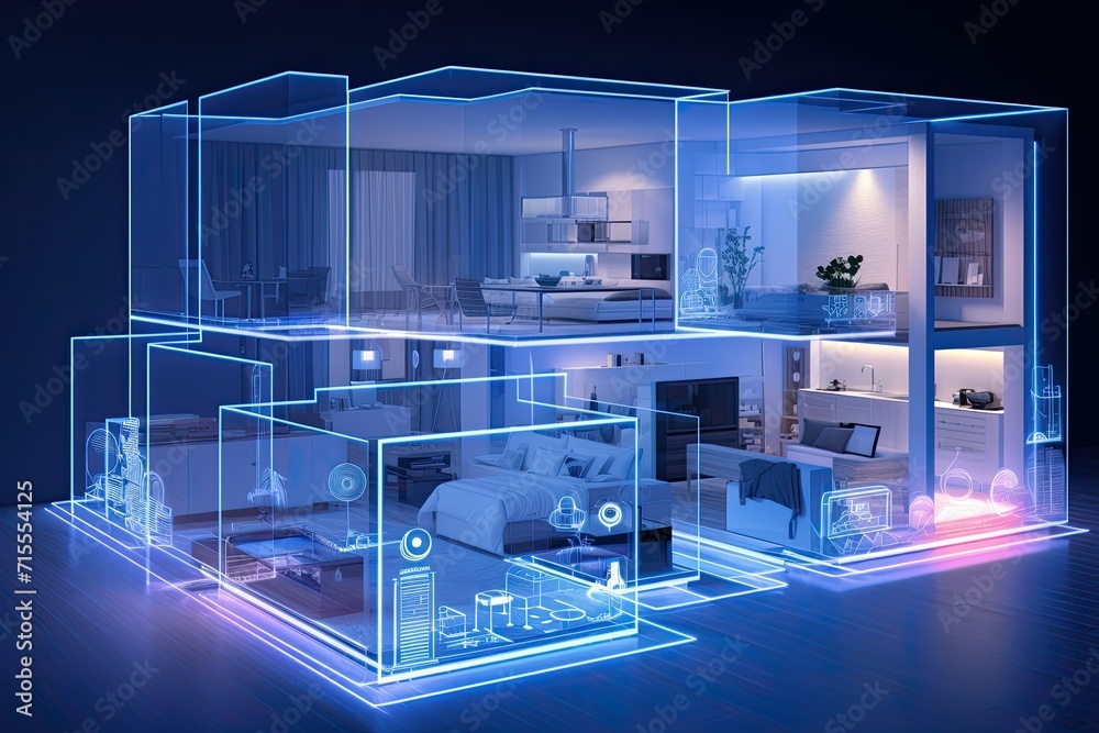 smart home setup. A modern living space equipped with smart home ...