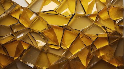 Wall Mural - Yellow broken glass background material texture abstract from Generative AI